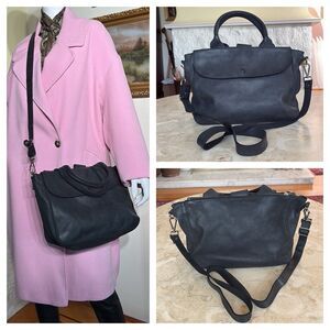 Roots Leather Large Satchel Convertible Crossbody Bag